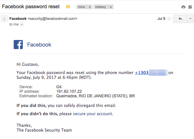 Facebook password reset Facebook password reset email